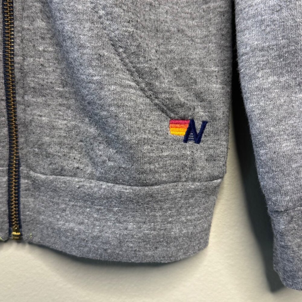 AVIATOR NATION 5 Stripe Hoodie Kids 10 Gray Blue Stripes Full Zip Made In USA - Picture 4 of 7